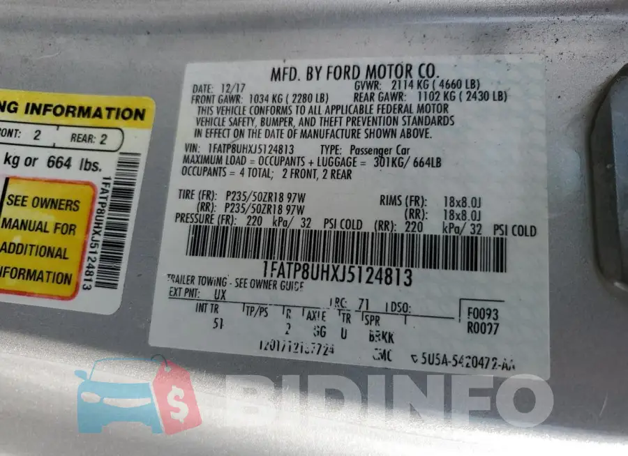 1FATP8UHXJ5124813 Photo# 13