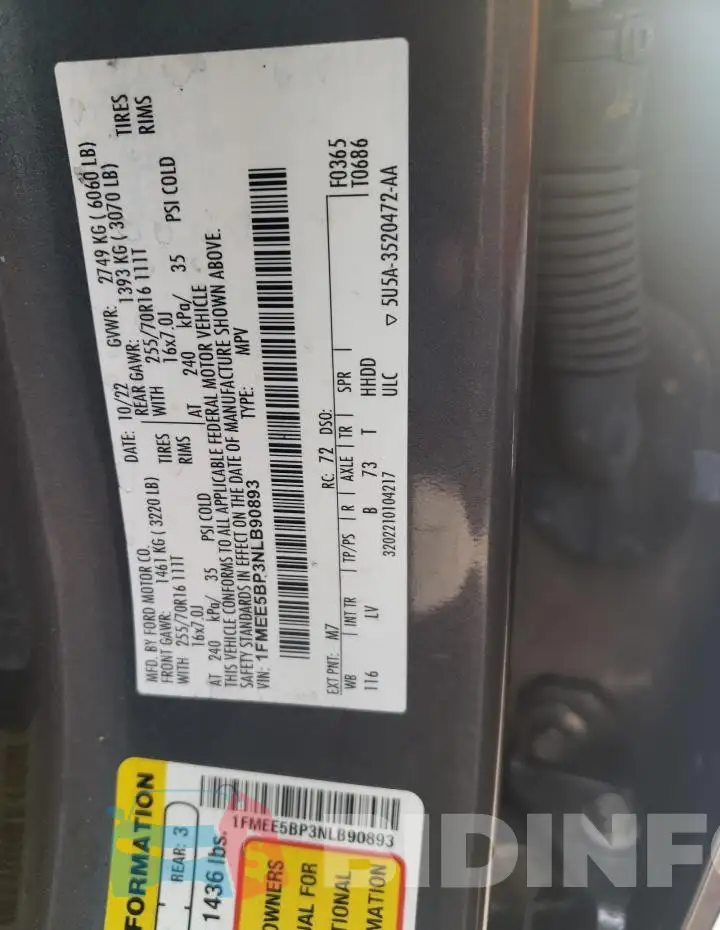 1FMEE5BP3NLB90893 Photo# 13