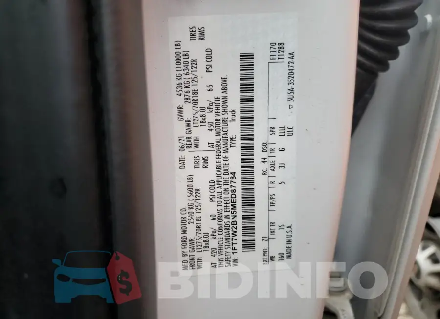 1FT7W2BN5MED87784 Photo# 12