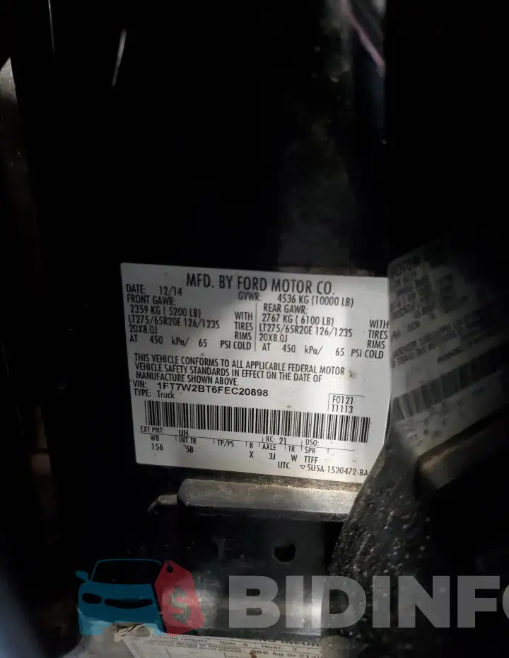 1FT7W2BT6FEC20898 Photo# 12