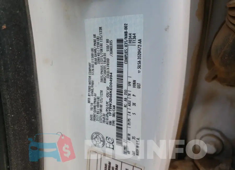 1FT8W3B68KED04994 Photo# 12