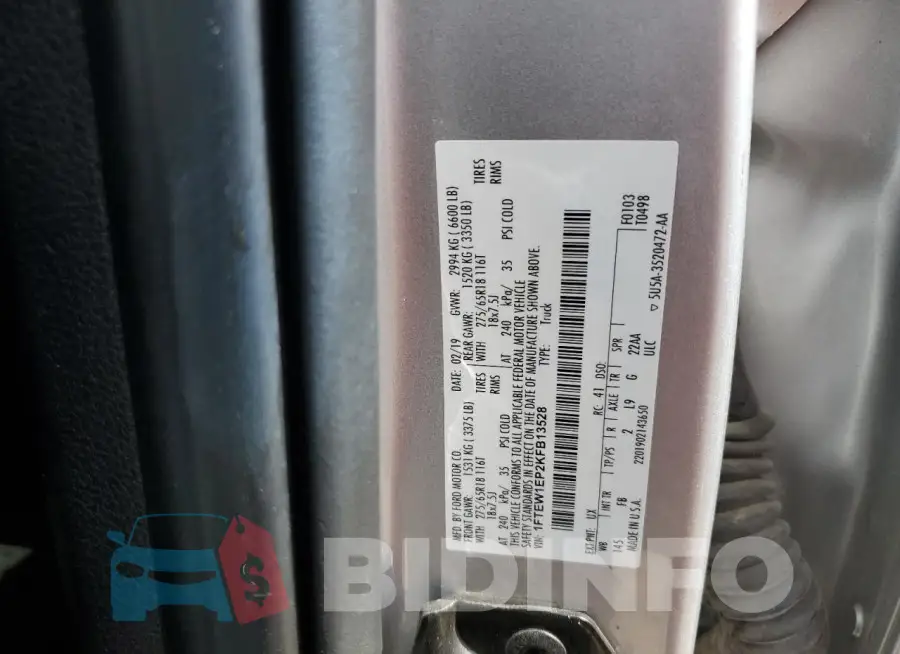 1FTEW1EP2KFB13528 Photo# 12