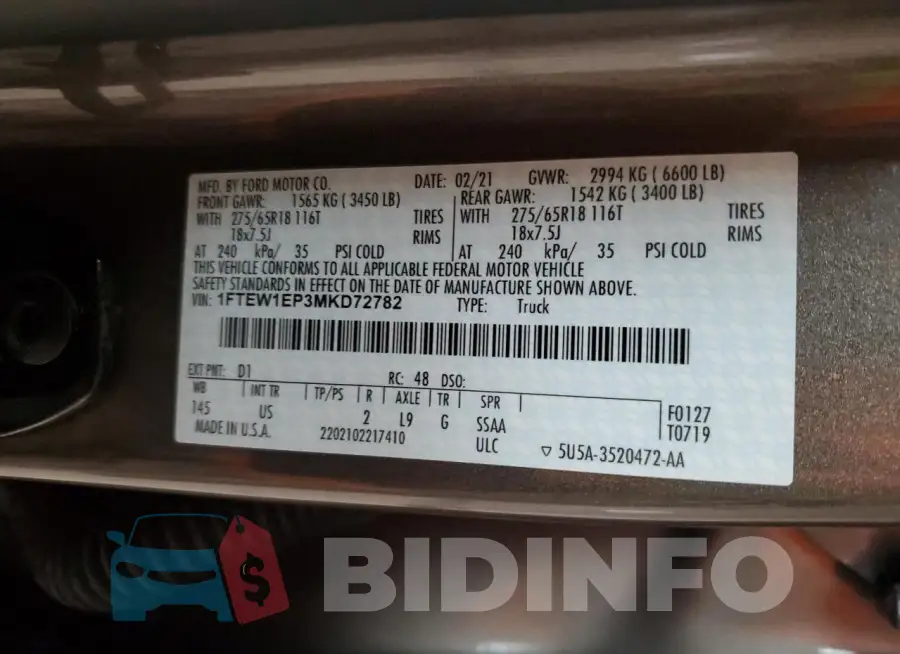 1FTEW1EP3MKD72782 Photo# 12