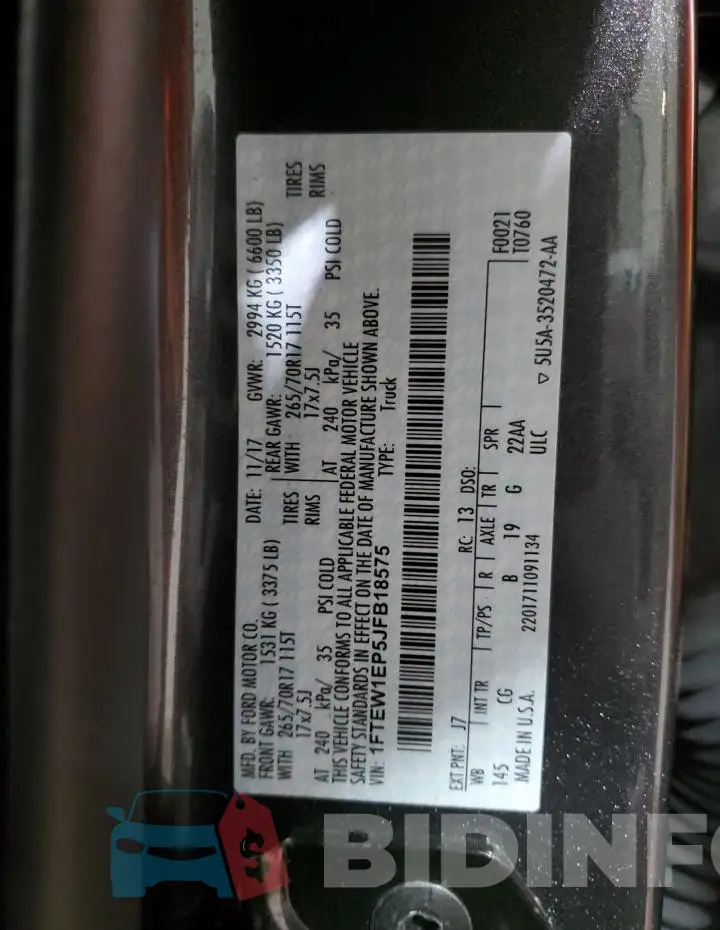 1FTEW1EP5JFB18575 Photo# 12