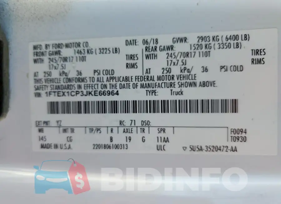 1FTEX1CP3JKE66964 Photo# 12