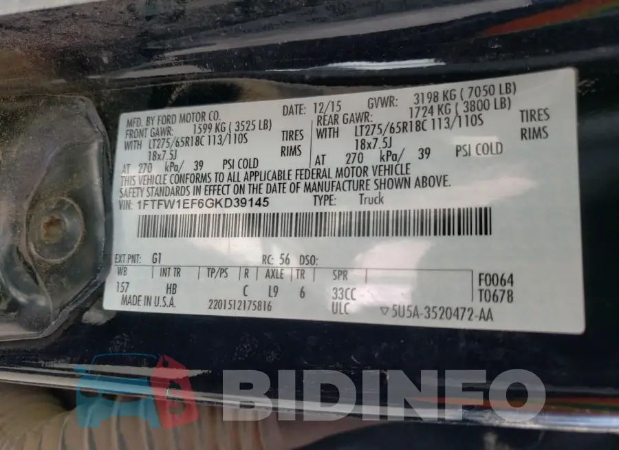 1FTFW1EF6GKD39145 Photo# 12