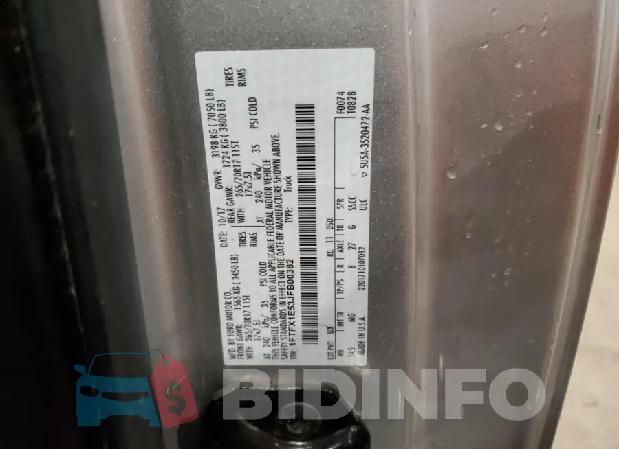 1FTFX1E53JFB00382 Photo# 12