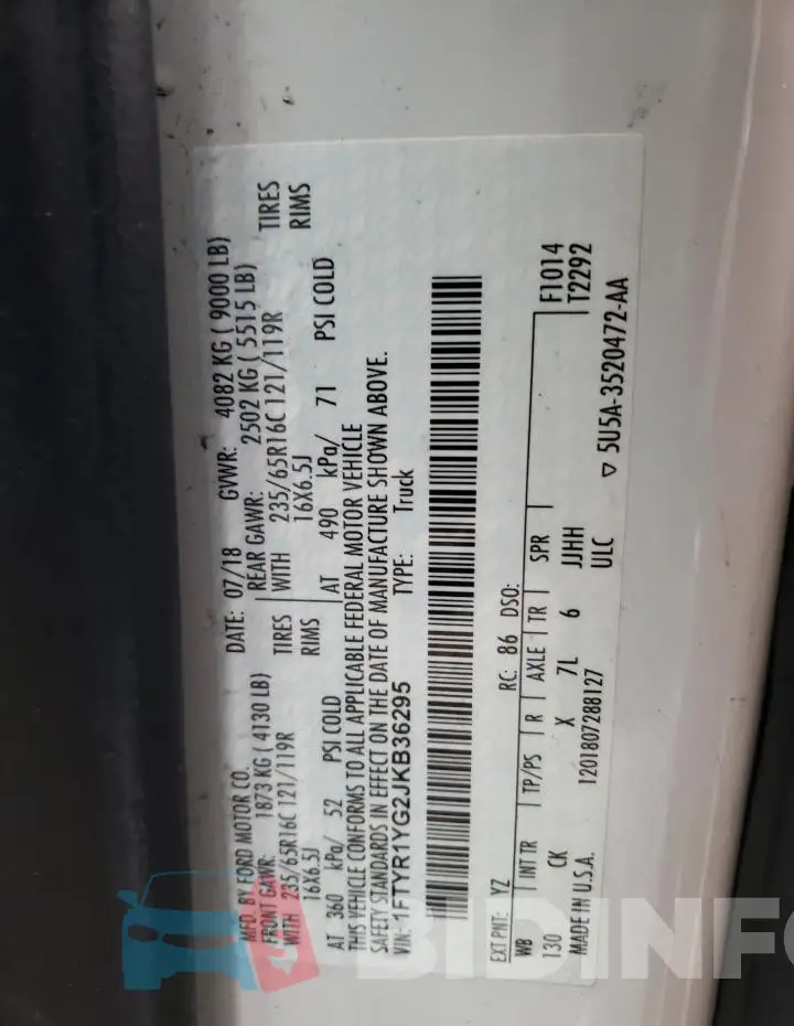 1FTYR1YG2JKB36295 Photo# 14