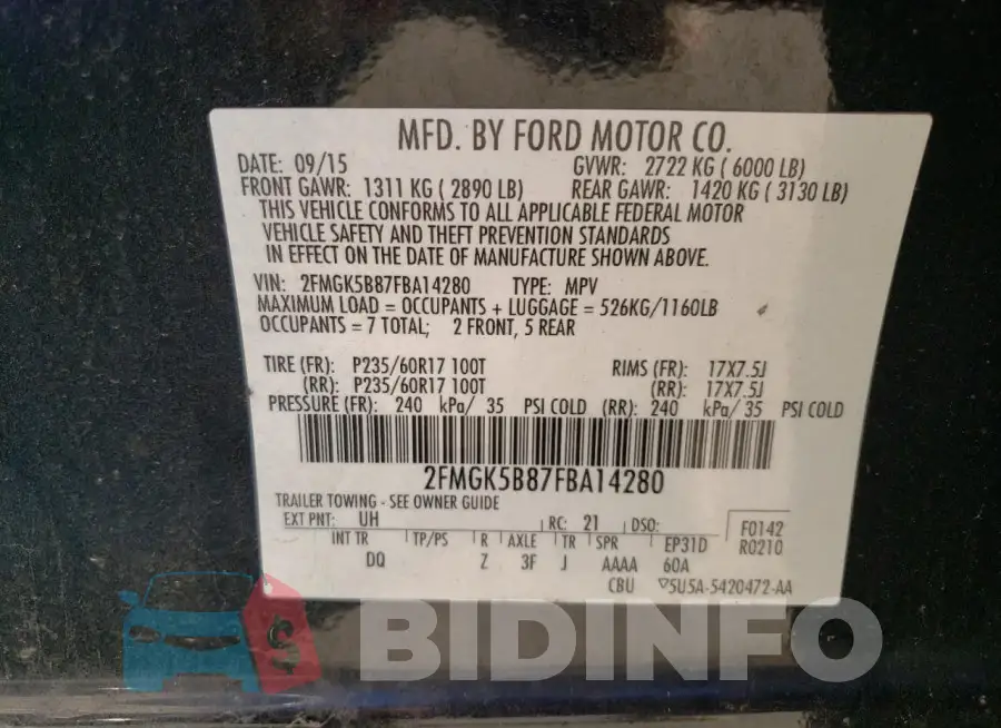 2FMGK5B87FBA14280 Photo# 14