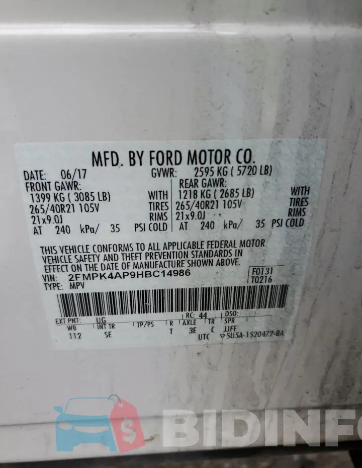 2FMPK4AP9HBC14986 Photo# 14