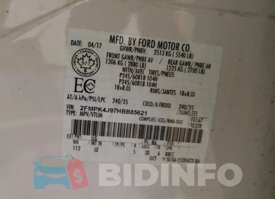 2FMPK4J97HBB85621 Photo# 13