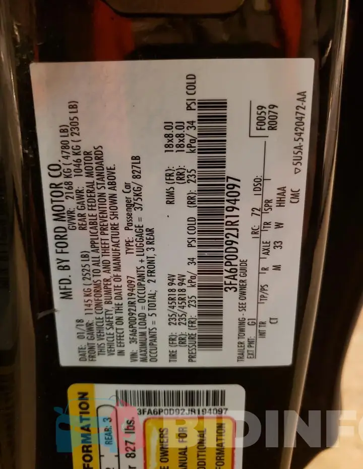 3FA6P0D92JR194097 Photo# 12