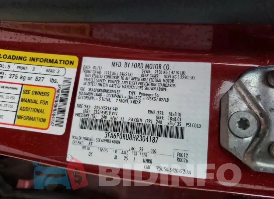 3FA6P0RU8HR304187 Photo# 12