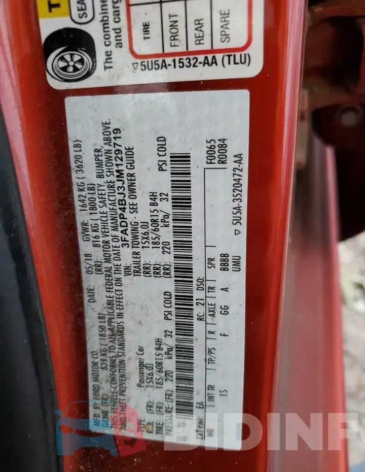 3FADP4BJ3JM129719 Photo# 12