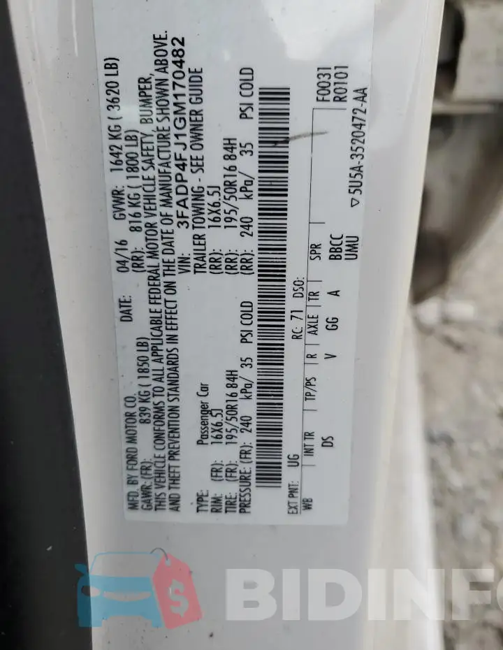 3FADP4FJ1GM170482 Photo# 12