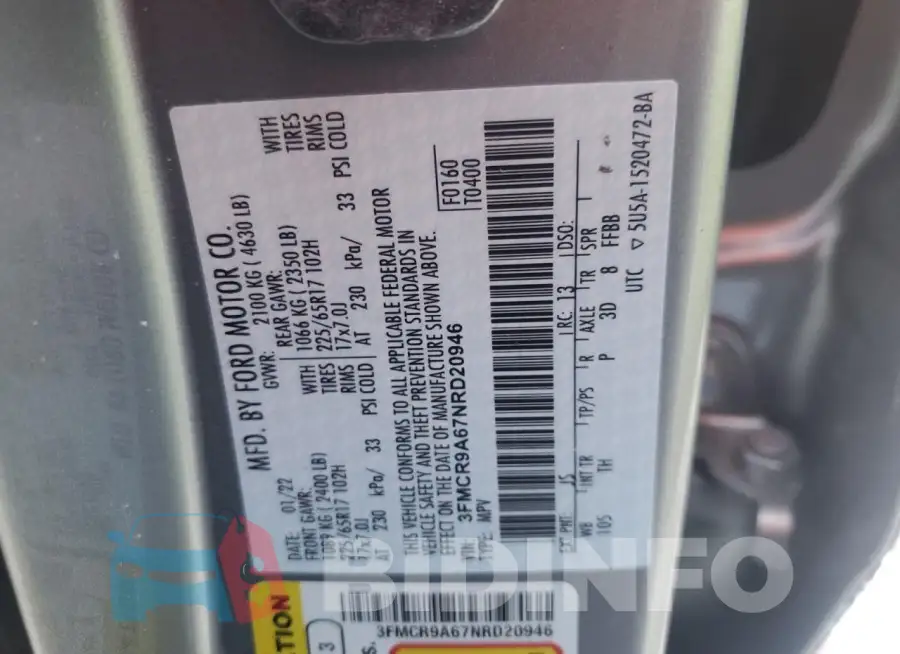 3FMCR9A67NRD20946 Photo# 14