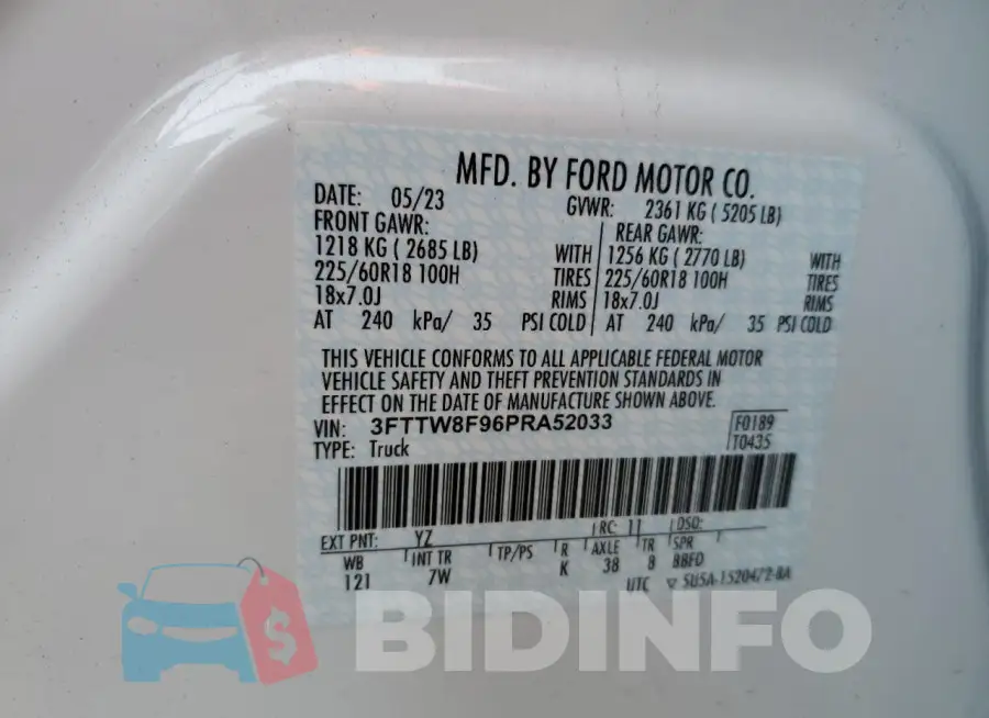 3FTTW8F96PRA52033 Photo# 12