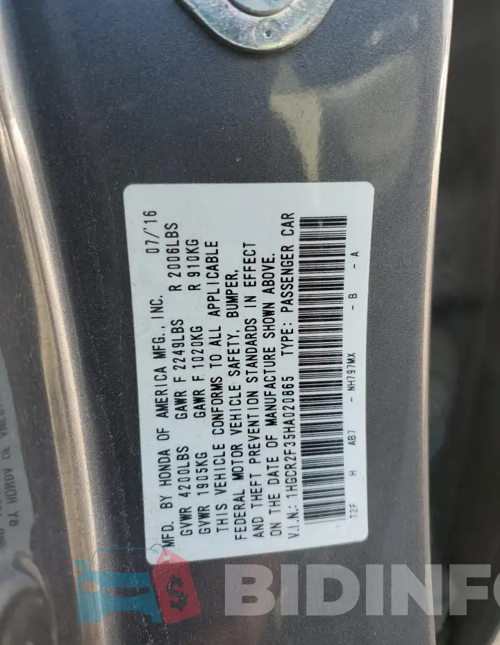 1HGCR2F35HA020865 Photo# 13