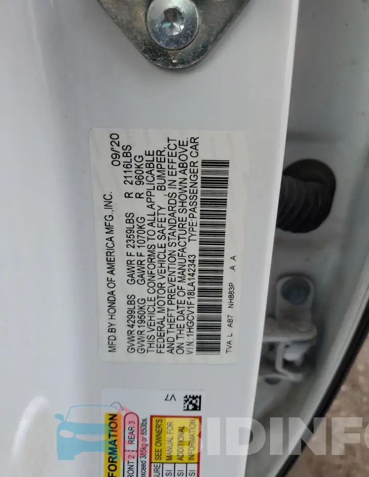 1HGCV1F18LA142343 Photo# 12