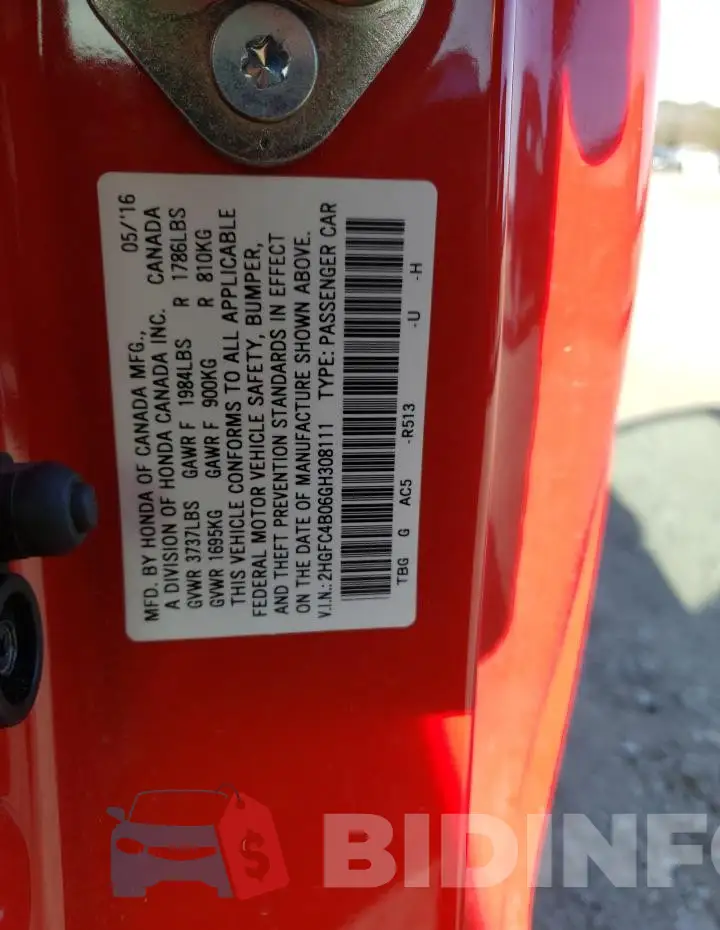 2HGFC4B06GH308111 Photo# 12