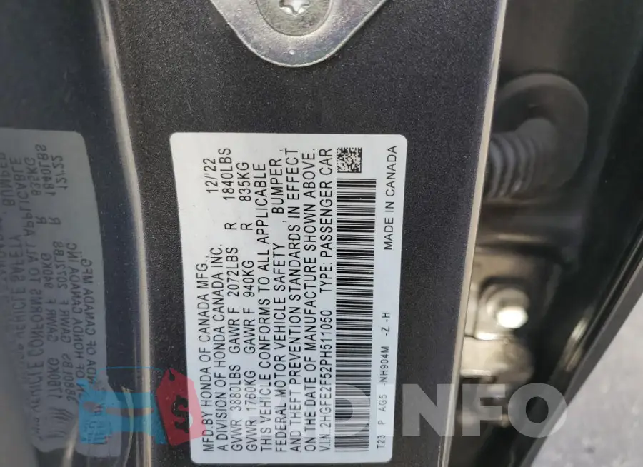 2HGFE2F52PH511050 Photo# 12