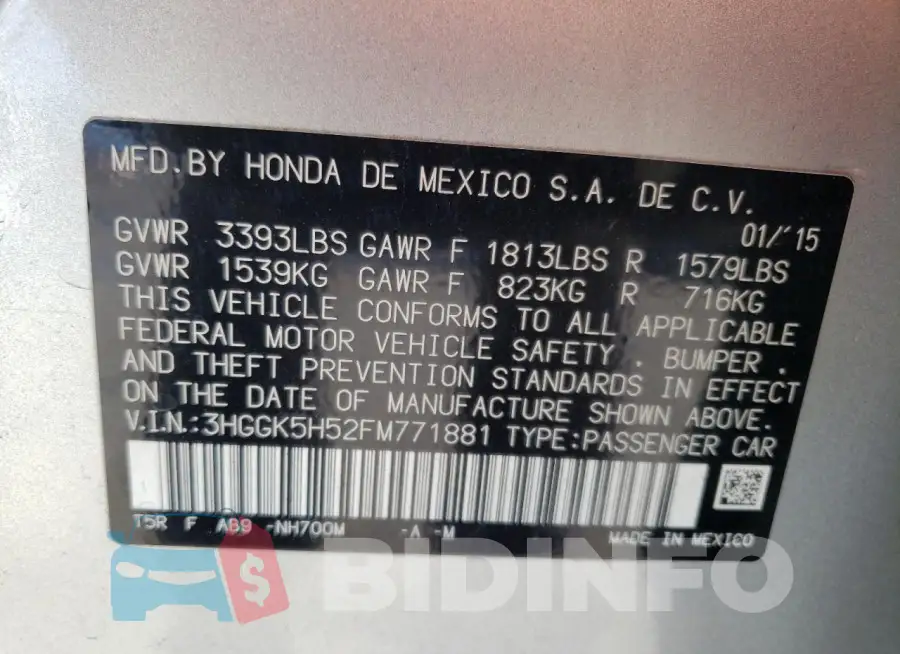 3HGGK5H52FM771881 Photo# 12