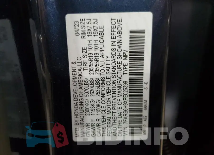 7FARS6H9XPE026399 Photo# 13