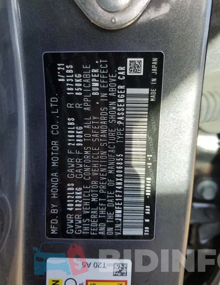 JHMFE1F74NX006855 Photo# 12