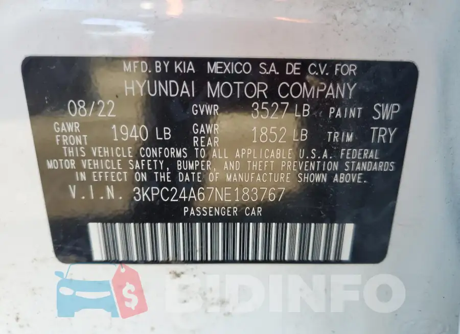 3KPC24A67NE183767 Photo# 12
