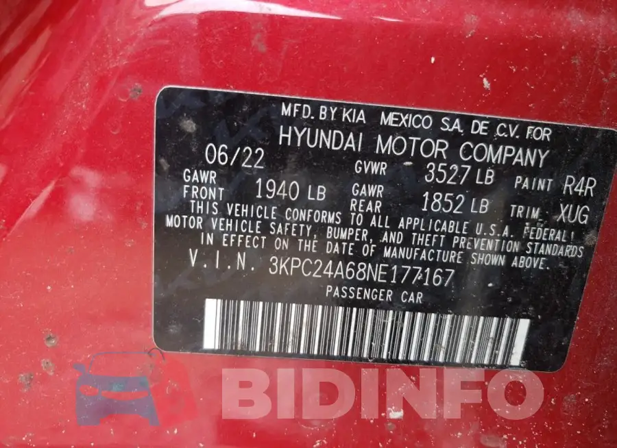3KPC24A68NE177167 Photo# 12