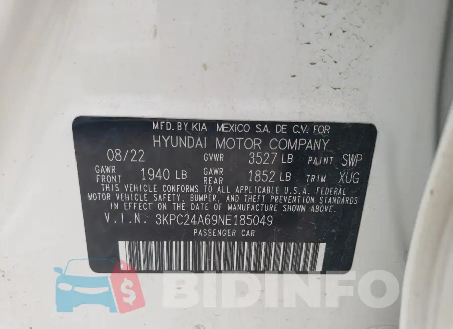 3KPC24A69NE185049 Photo# 13