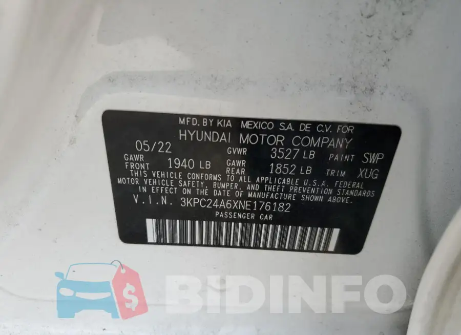 3KPC24A6XNE176182 Photo# 12