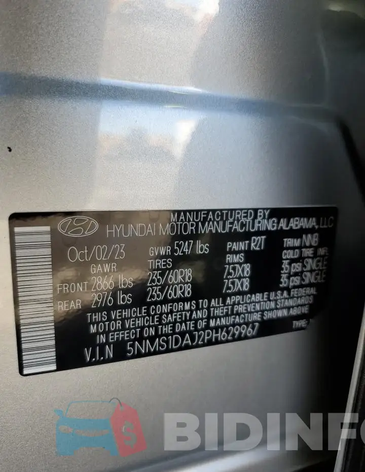 5NMS1DAJ2PH629967 Photo# 13