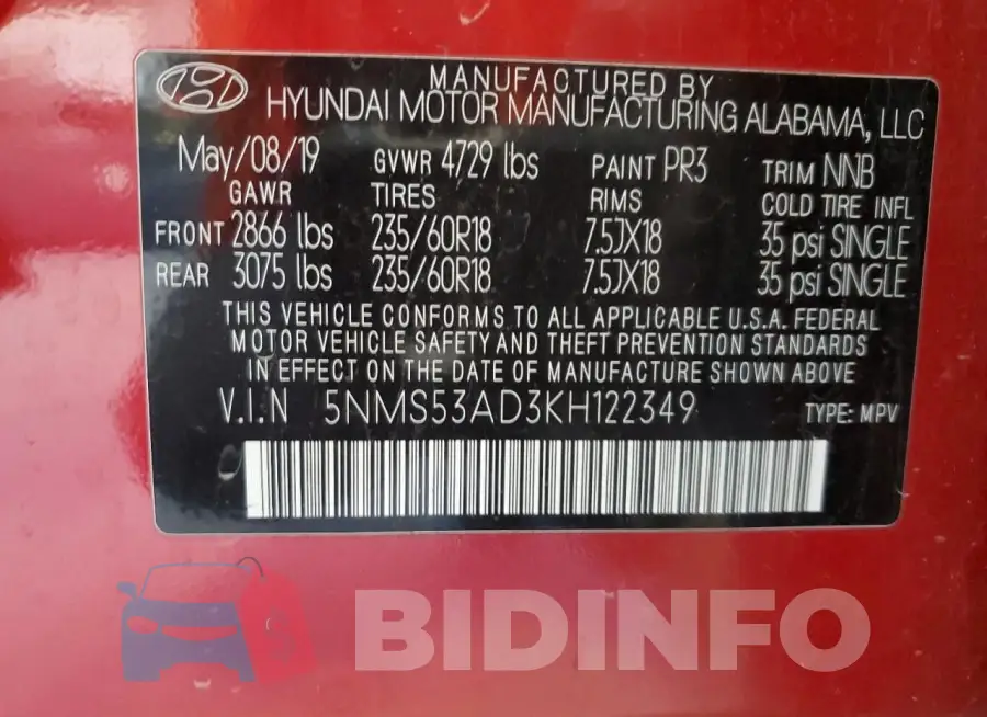 5NMS53AD3KH122349 Photo# 14