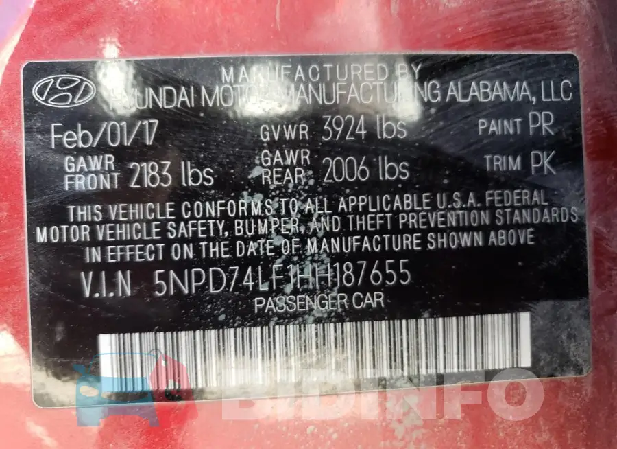 5NPD74LF1HH187655 Photo# 12