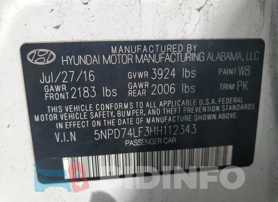 5NPD74LF3HH112343 Photo# 12