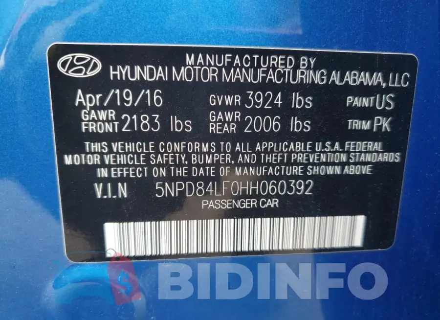 5NPD84LF0HH060392 Photo# 12