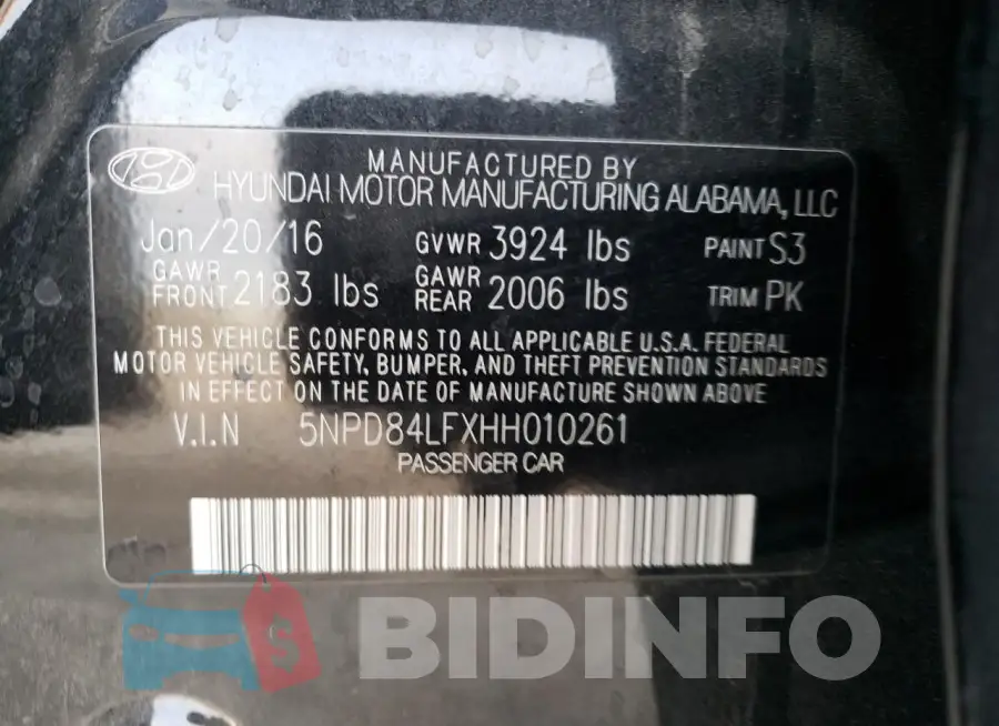 5NPD84LFXHH010261 Photo# 13