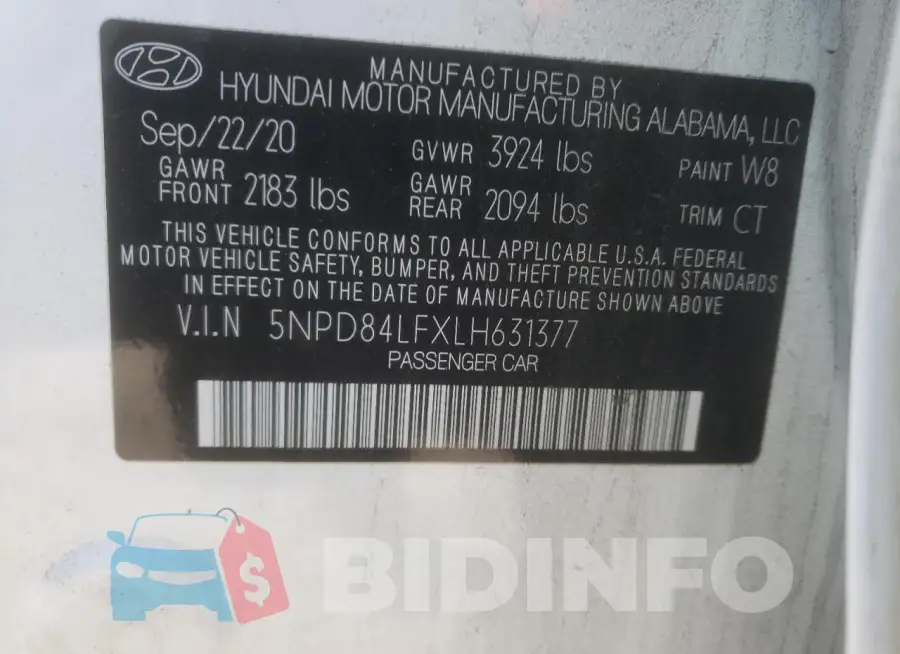 5NPD84LFXLH631377 Photo# 13