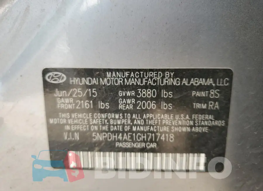 5NPDH4AE1GH717418 Photo# 12