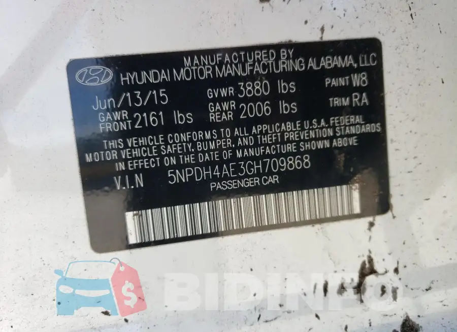 5NPDH4AE3GH709868 Photo# 12