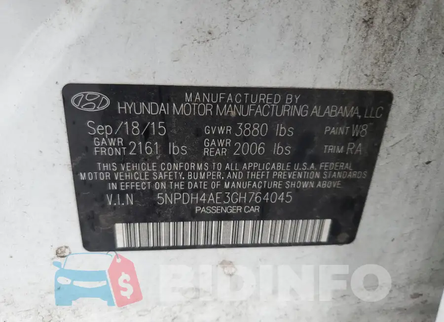 5NPDH4AE3GH764045 Photo# 13