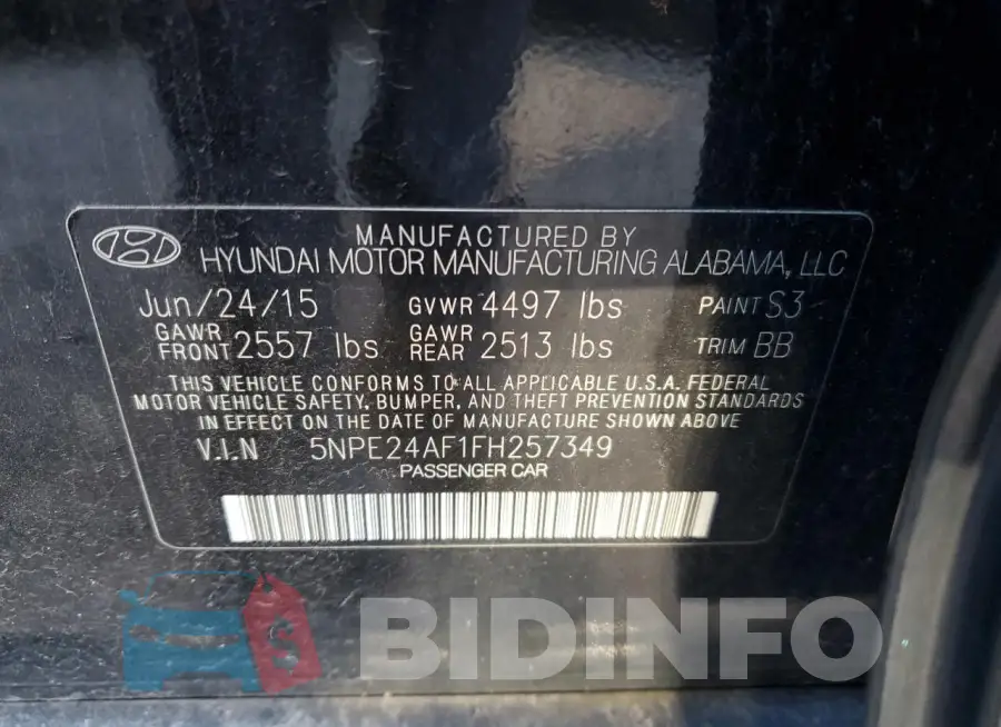 5NPE24AF1FH257349 Photo# 12