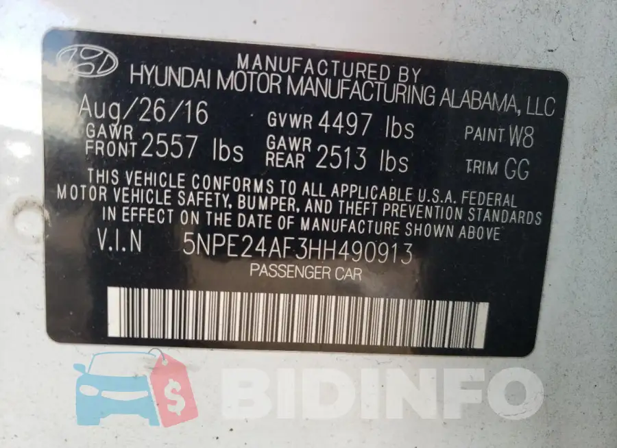 5NPE24AF3HH490913 Photo# 12