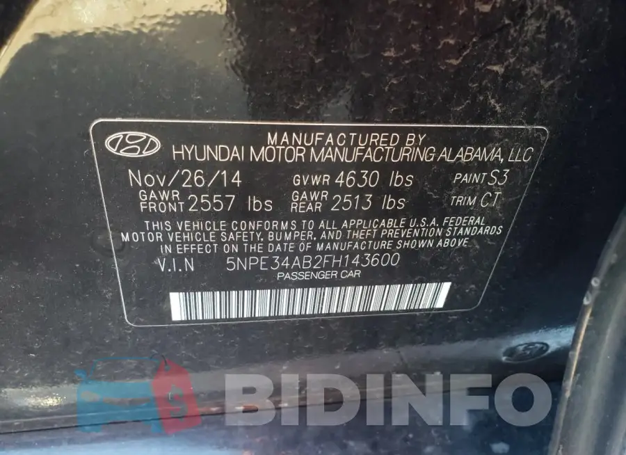 5NPE34AB2FH143600 Photo# 12