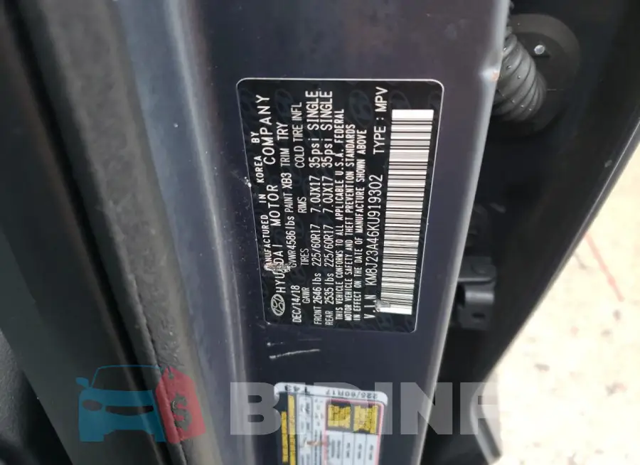 KM8J23A46KU919302 Photo# 13