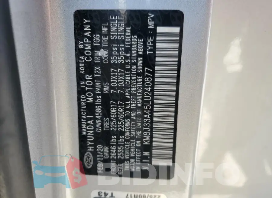KM8J33A45LU240877 Photo# 13