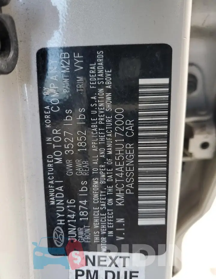 KMHCT4AE5HU172000 Photo# 12