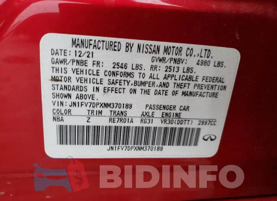 JN1FV7DPXNM370189 Photo# 12