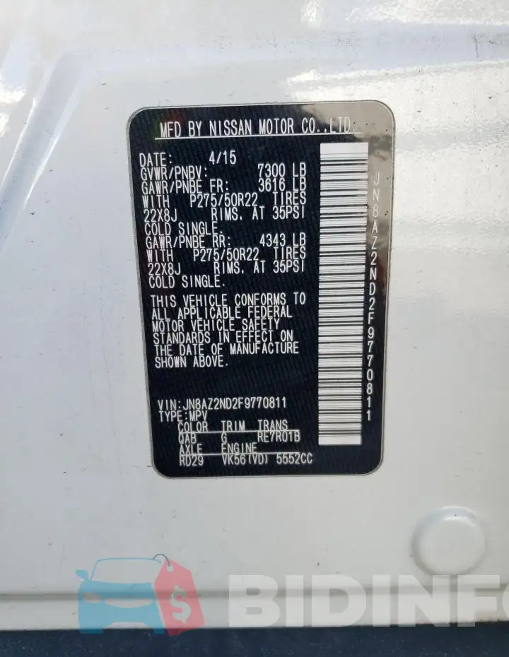 JN8AZ2ND2F9770811 Photo# 14